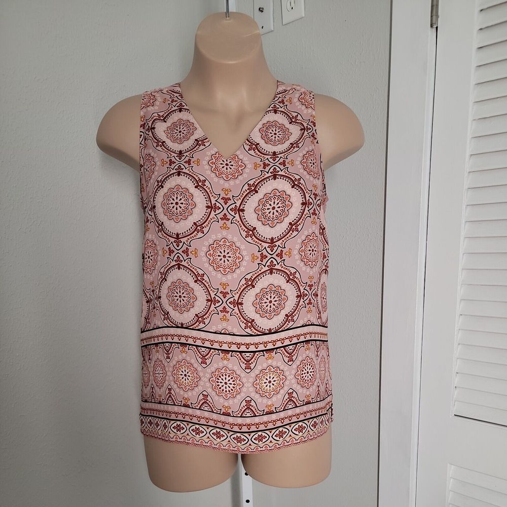 Tabitha Webb Women's Shirt Blouse ~ Sz L ~ Paisley ~ Pink ~Sleeveless